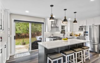 Freshly remodeled white and black modern kitchen